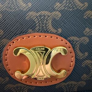 Celine Black and Brown Wallet with Gold Accent